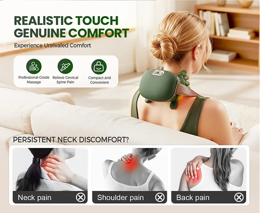 Massager Portable Neck and Shoulder Massager 4D Tissue Kneading Massage Pillow for Muscle Relax